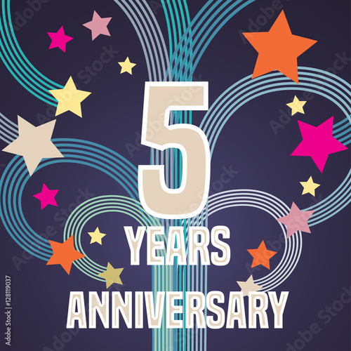5 years anniversary vector illustration, banner, flyer