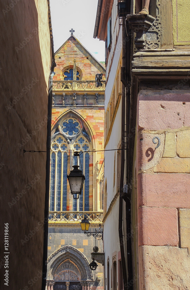 Obraz premium Colmar, Alsace, France, Medieval old town. Views of of the city, through the narrow streets