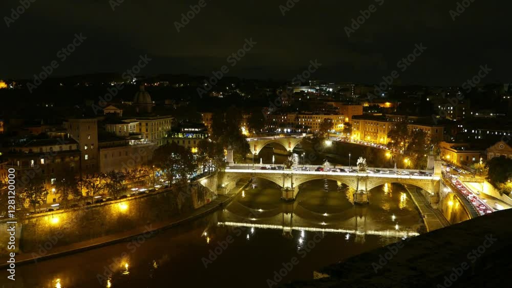 The Bridges over River Tiber in Rome - amazing Time Lapse shot by night The Bridges over River Tiber in Rome - amazing Time Lapse shot by night