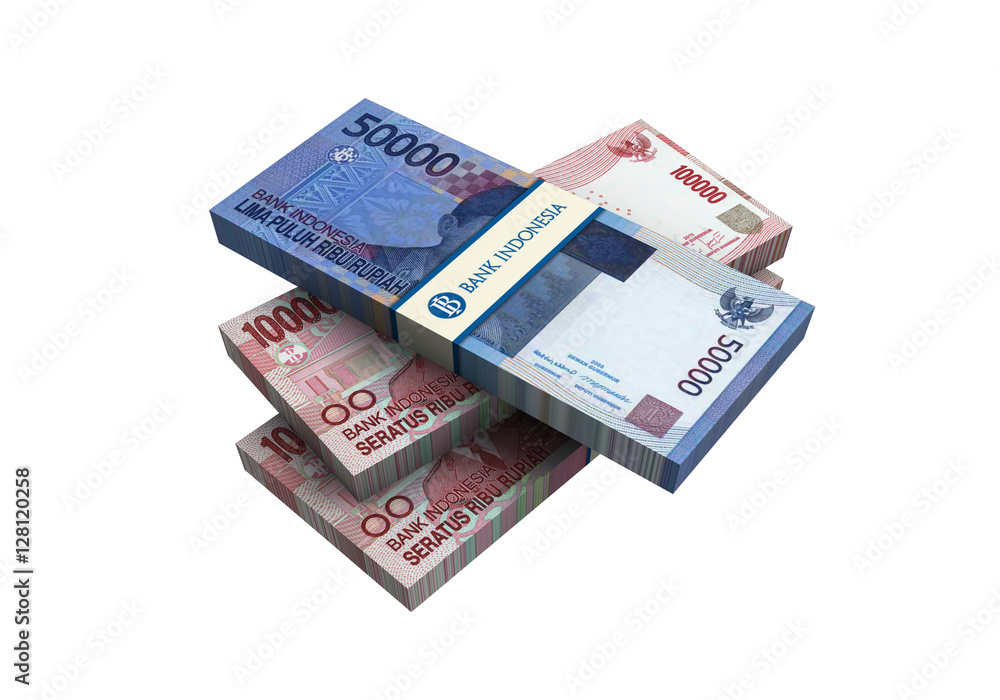 3D Indonesian rupiah money white background 3D Indonesian rupiah money white background