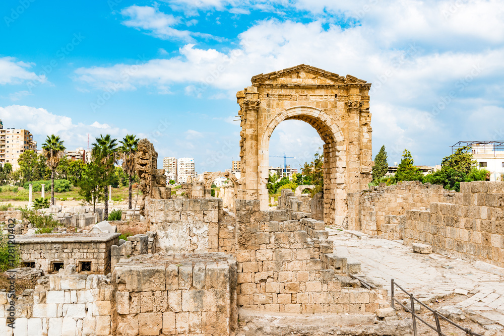 Al Bass archaeological site in Tyre, Lebanon. It is located about 80 km south of Beirut. Tyre has led to its designation as a UNESCO World Heritage Site in 1984.