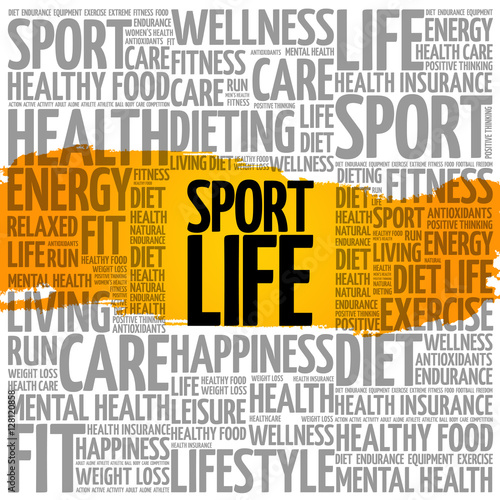 Sport Life word cloud background, health concept