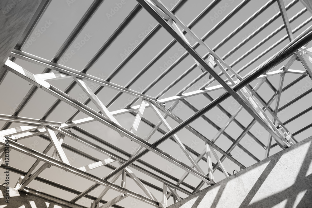 Structure of steel roof. Structure of steel roof.