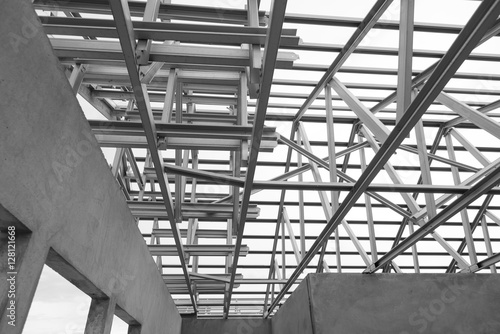 Structure of steel roof.