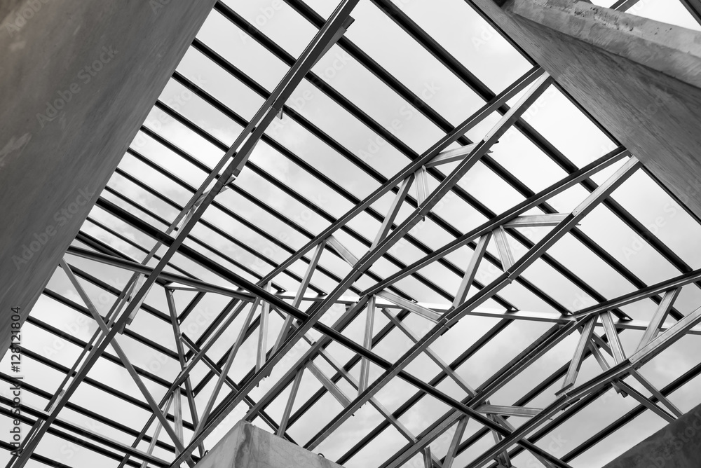 Structure of steel roof. Structure of steel roof.