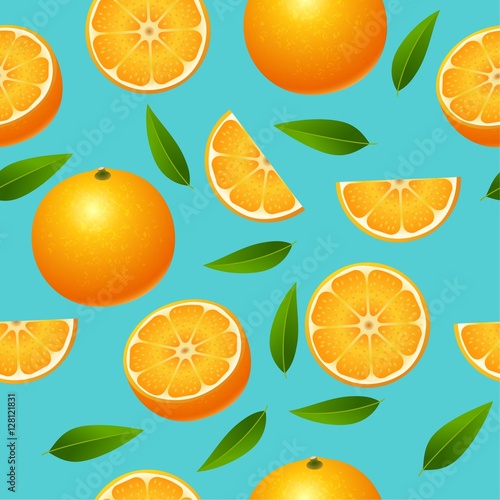 Cute seamless pattern with yellow lemon slices. Vector illustration