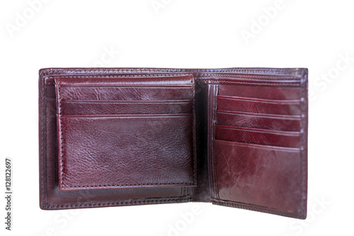 wallets made of genuine leather brown color on a white backgroun