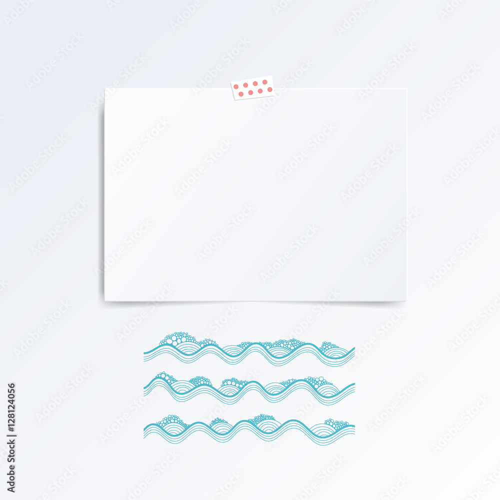 Vector white Note paper on the wall this waves. Hipster mood board template. Mock up. Vector white Note paper on the wall this waves. Hipster mood board template. Mock up.