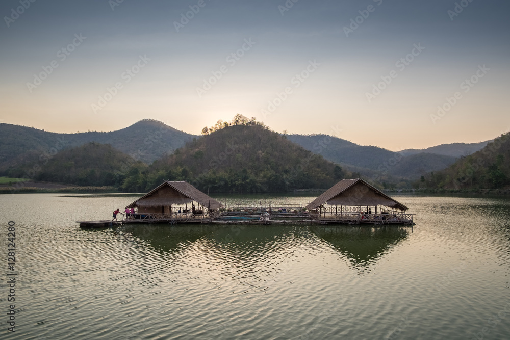 Beautiful view of lake (Khao wong resevoir) in evening Beautiful view of lake (Khao wong resevoir) in evening