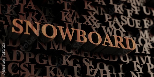 Snowboard - Wooden 3D rendered letters/message. Can be used for an online banner ad or a print postcard.