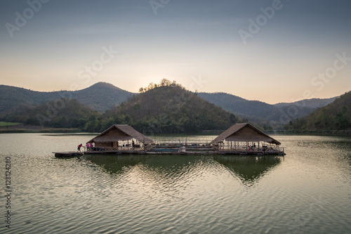 Beautiful view of lake (Khao wong resevoir) in evening