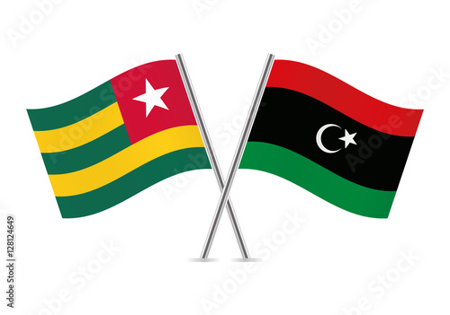 Togo and Libya flags. Vector illustration.