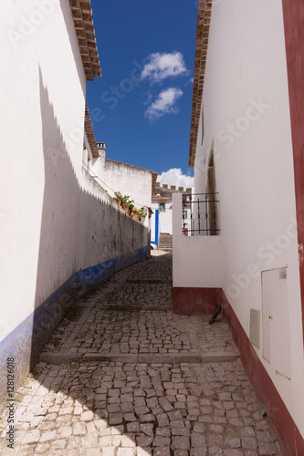 Empty street in Obidos, a medieval town in Portugal © kelifamily