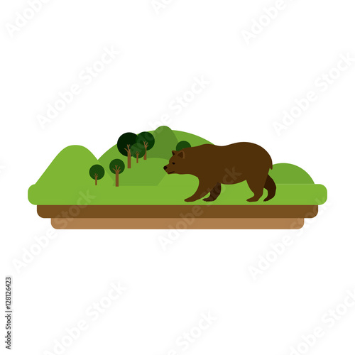 Bear and forest icon. Animal wild nature wildlife and character theme. Isolated design. Vector illustration photo