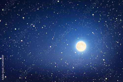 Moon and stars in the sky.