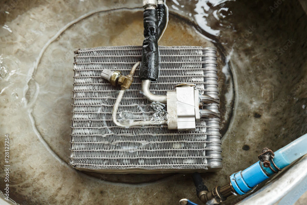 Car air conditioner condenser leaking check Stock Photo Adobe Stock