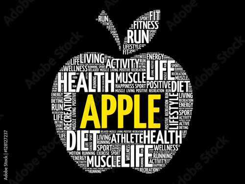 APPLE word cloud collage, health concept background