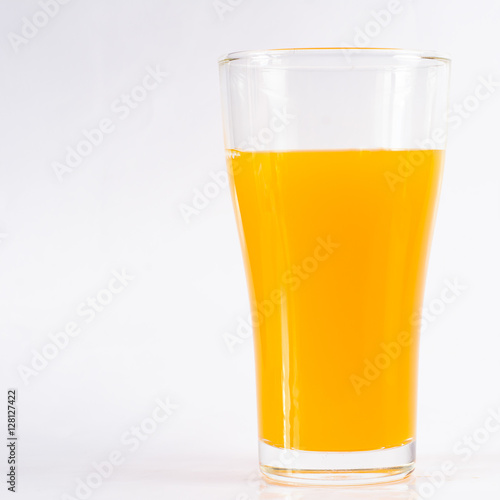 Orange juice in glass white background
