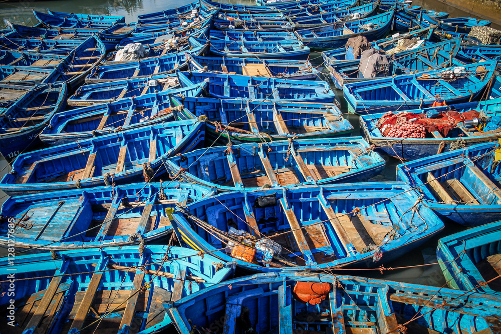 Old blue rusty boats