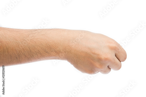 Empty man hand on white background