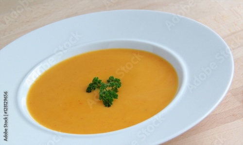 Creamy vegetable pumpkin soup.