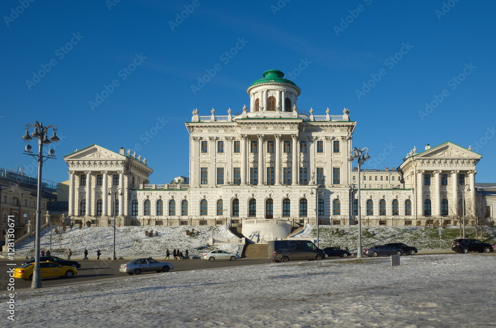Moscow, Russia - November 22, 2016: Pashkov house, a fragment. The Russian state library
