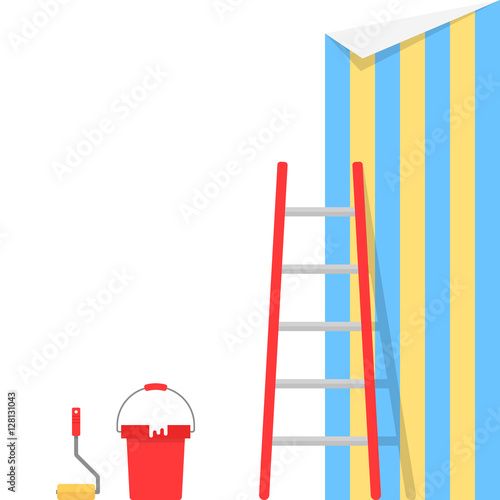 wallpaper pasting with stairs