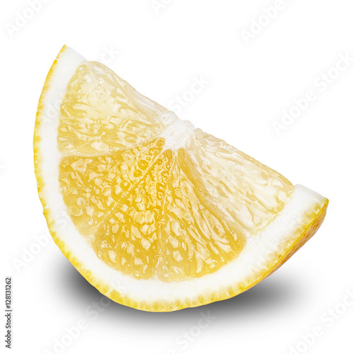 Slice of lemon fruit isolated with clipping path