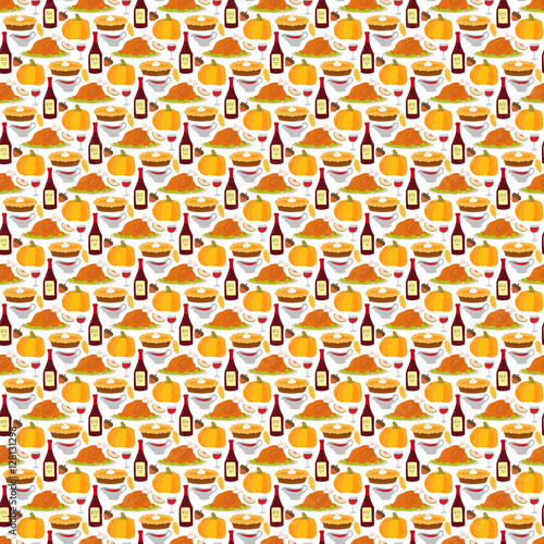 Happy Thanksgiving food seamless pattern vector.