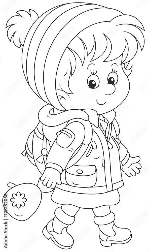 Obraz premium Schoolchild in winter clothes