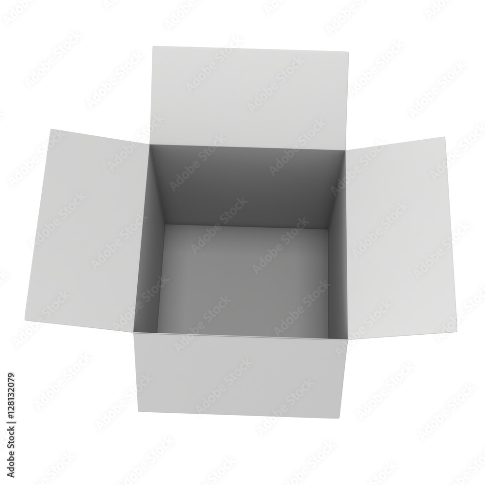 Open box. 3d render illustration isolated on white. Transportation concept. Open box. 3d render illustration isolated on white. Transportation concept.