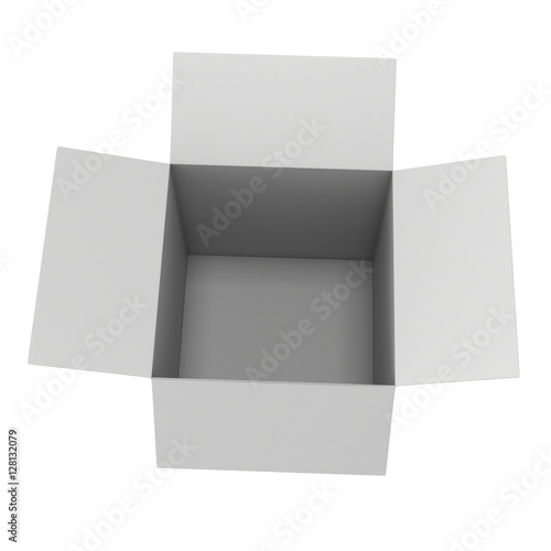 Open box. 3d render illustration isolated on white. Transportation concept.