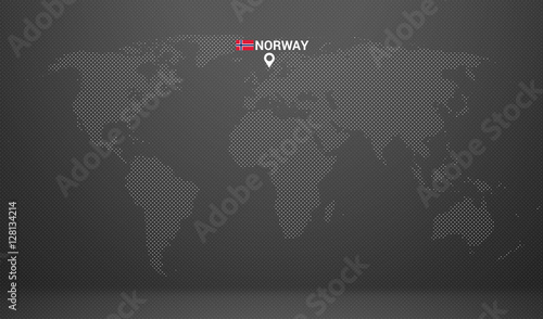 country location with map markers and state table norway flag