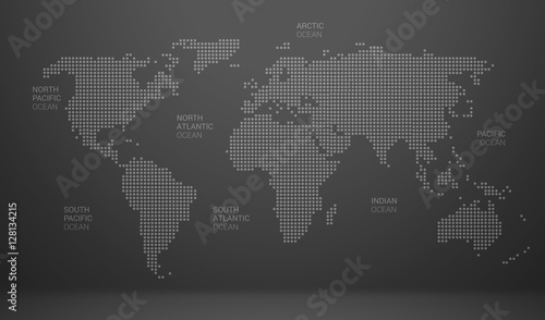 world map with dots continents names markers and state table orld map with continent name and ocean name