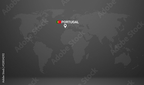 country location with map markers and state table portugal flag