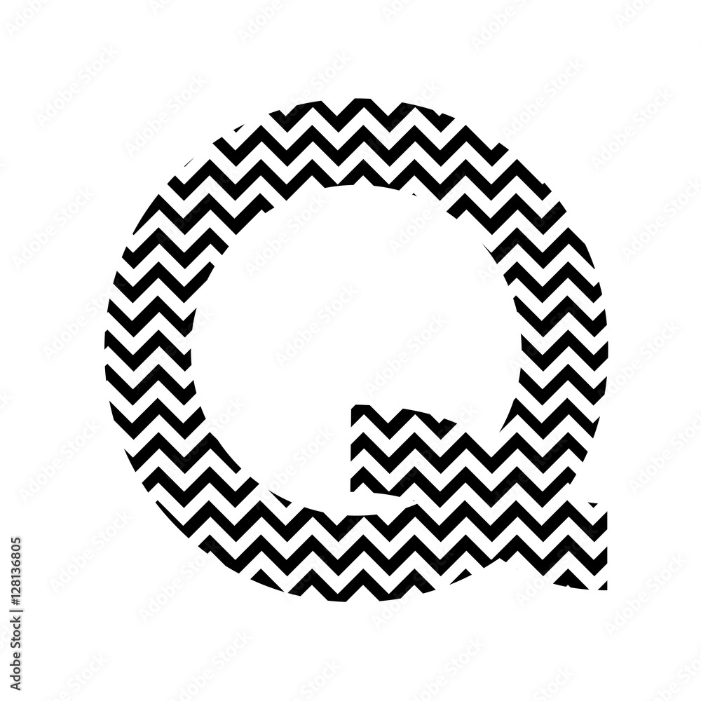 Q alphabet on the white hipster fashion memphis style background Q alphabet on the white hipster fashion memphis style background