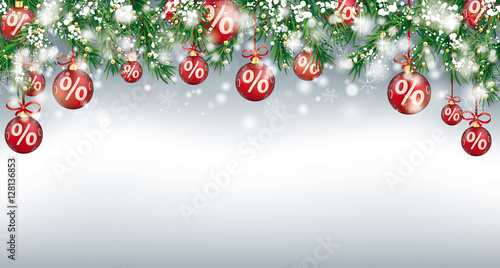 Christmas Sale Header Twigs Red Percent Baubles Snow