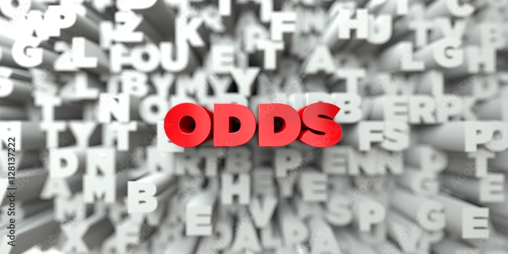 ODDS - Red text on typography background - 3D rendered royalty free stock image. This image can be used for an online website banner ad or a print postcard. ODDS - Red text on typography background - 3D rendered royalty free stock image. This image can be used for an online website banner ad or a print postcard.