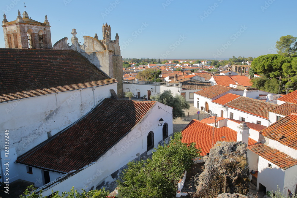 SERPA, PORTUGAL:  View of the old town from the castle with Santa Maria Church in the foreground