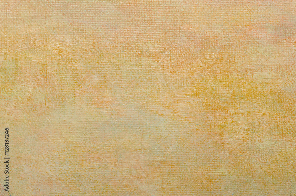 Abstract light yellow vintage oil painting background on canvas  with brush strokes. - obrazy, fototapety, plakaty 