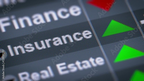 Index of Insurance industry on the screen. Up. Looping.