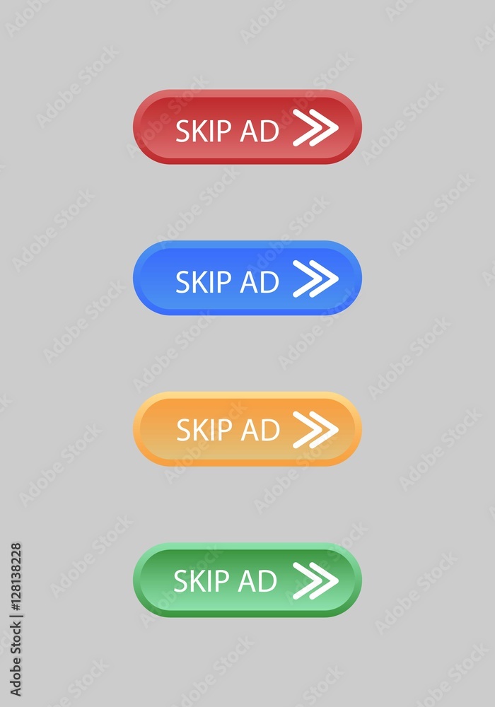 Set of Rounded Rectangle Skip Ad Button Set of Rounded Rectangle Skip Ad Button