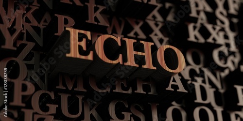 Echo - Wooden 3D rendered letters/message. Can be used for an online banner ad or a print postcard.