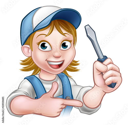 Electrician Woman Holding Screwdriver