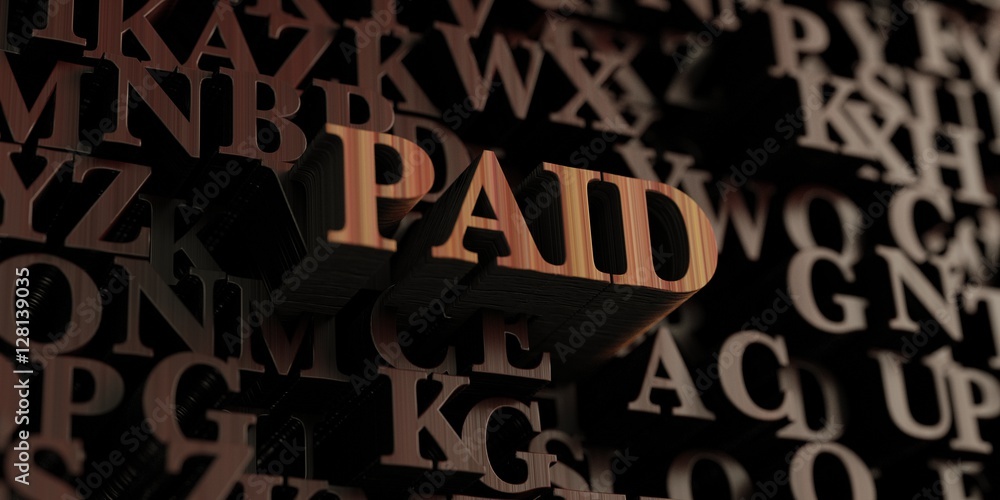 Paid - Wooden 3D rendered letters/message.  Can be used for an online banner ad or a print postcard.