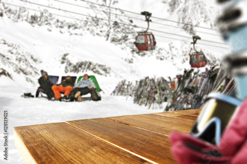 wooden desk and winter ski time  © magdal3na