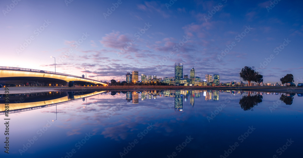 Perth Skyline reflections after the rain