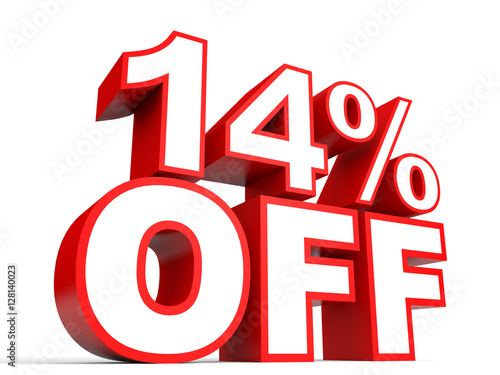 Discount 14 percent off. 3D illustration on white background.