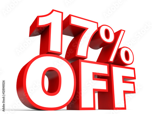 Discount 17 percent off. 3D illustration on white background.