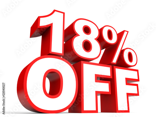 Discount 18 percent off. 3D illustration on white background.